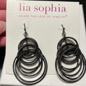 Lia Sophia gunmetal earrings- Never worn! $22